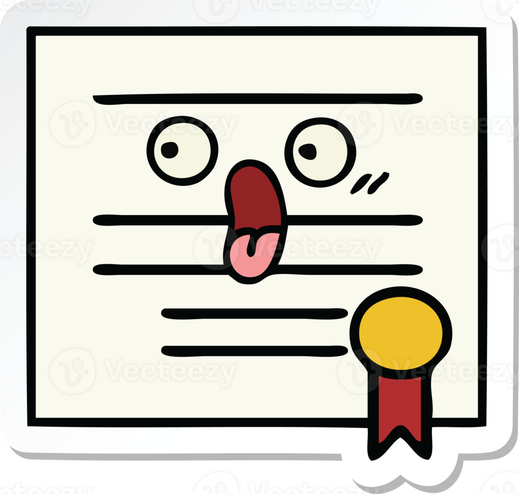 sticker of a cute cartoon graduation diploma png
