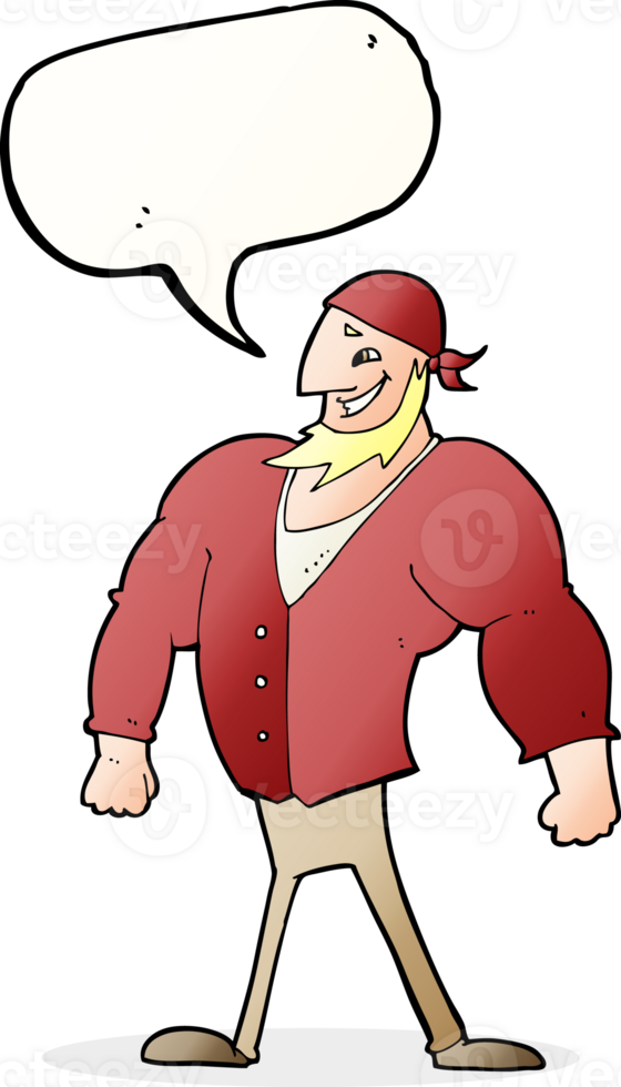 cartoon manly sailor man with speech bubble png