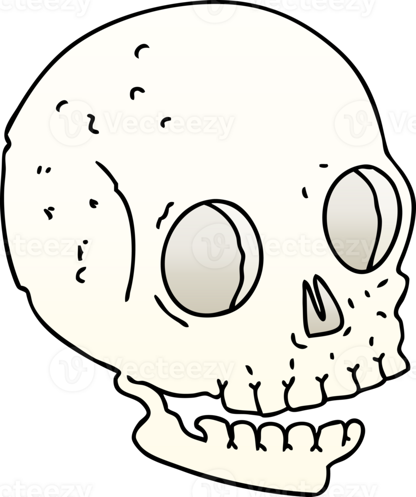 gradient shaded quirky cartoon skull png