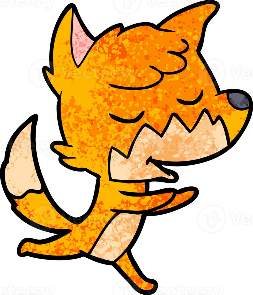 friendly cartoon fox running png