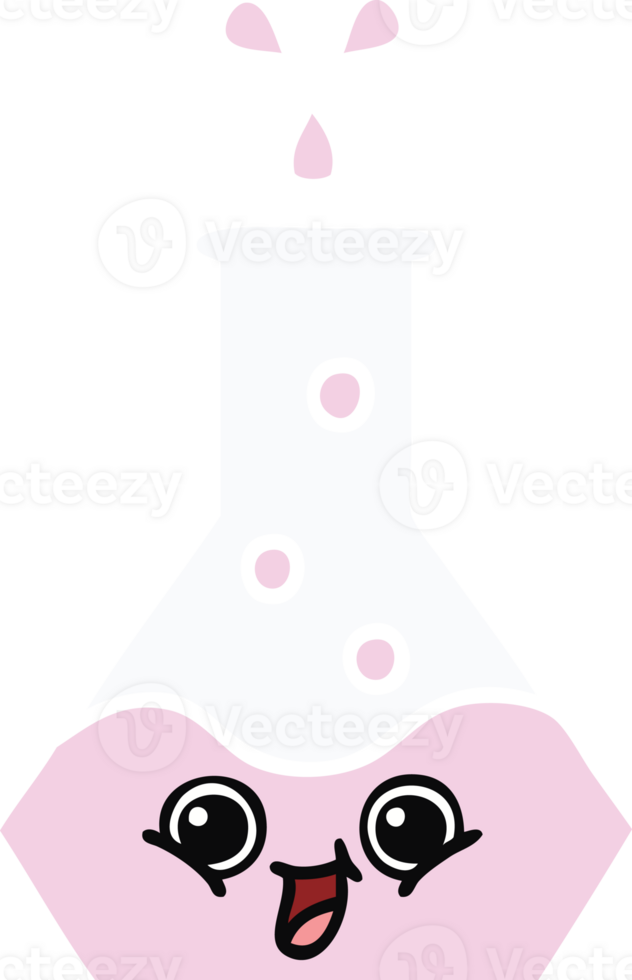 flat color retro cartoon of a science beaker png