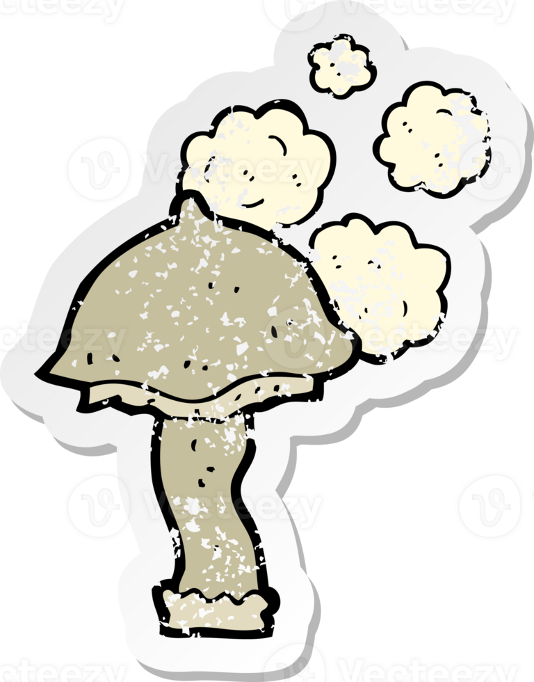 retro distressed sticker of a cartoon mushroom png