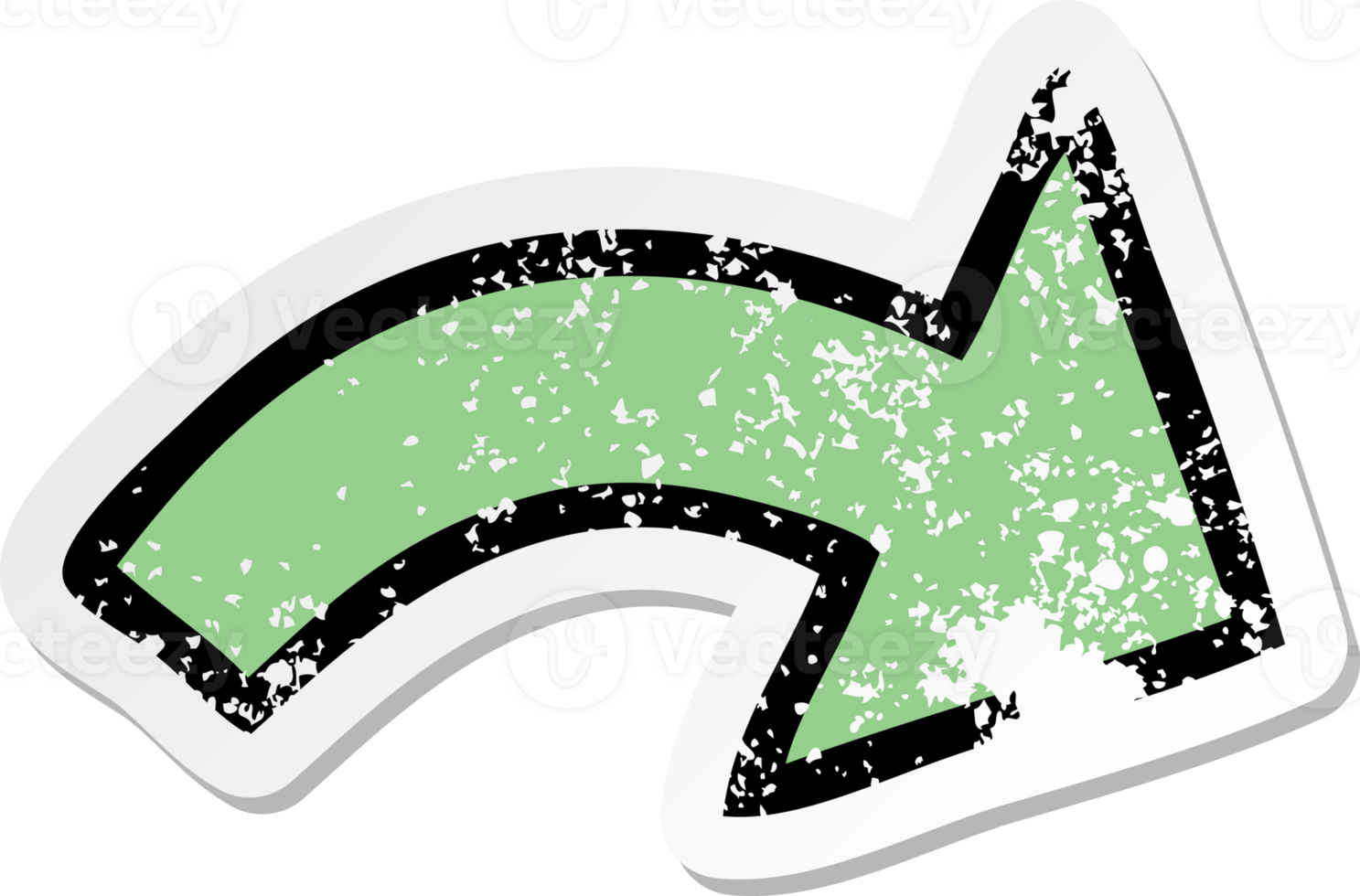 distressed sticker of a cute cartoon pointing arrow png