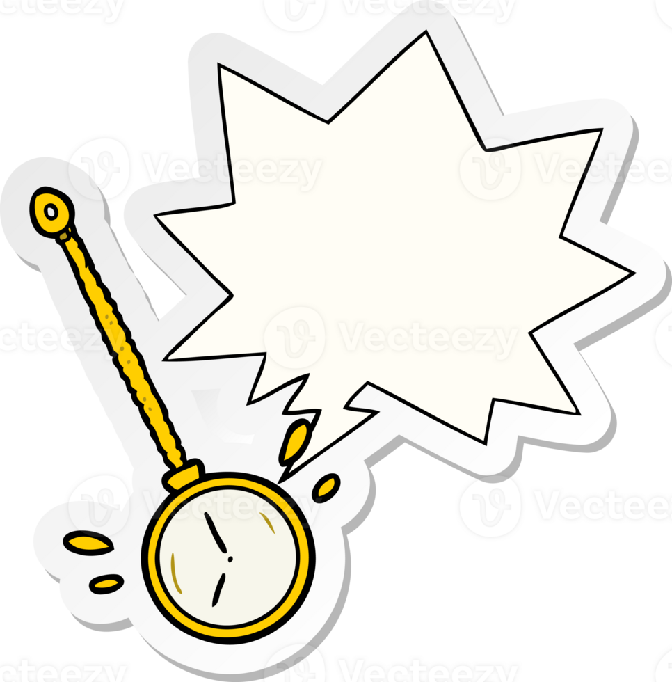 cartoon swinging gold hypnotist watch with speech bubble sticker png