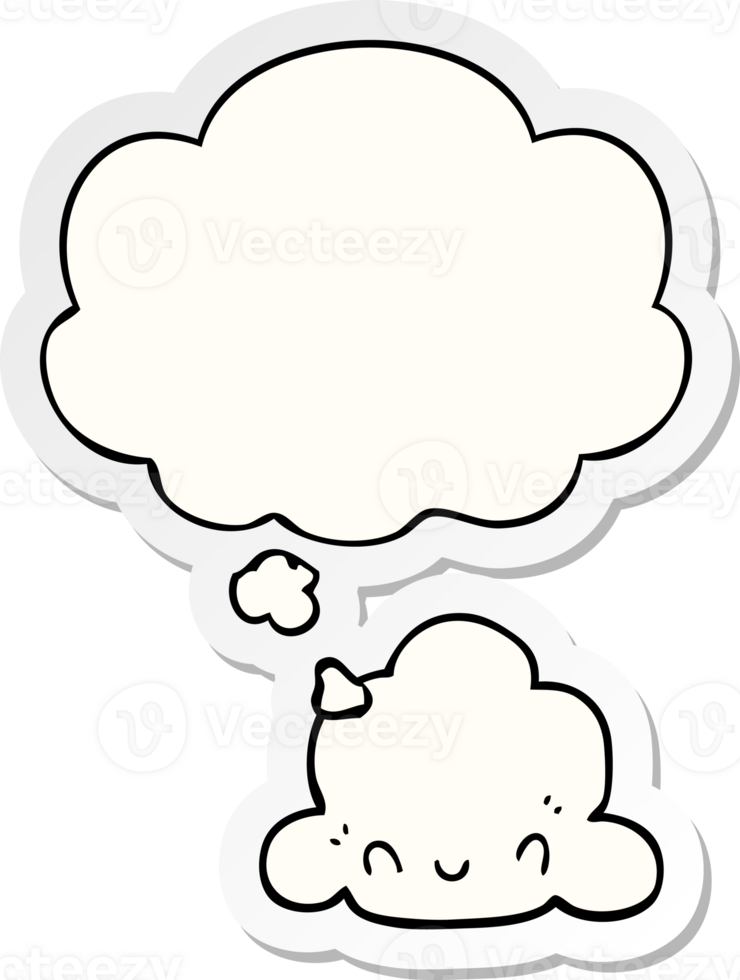 cartoon cloud with thought bubble as a printed sticker png