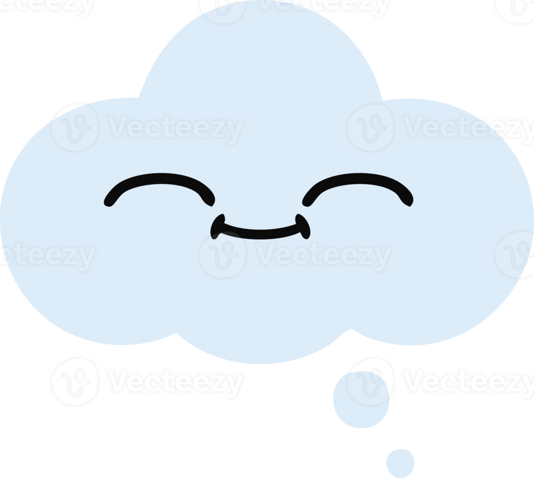 flat color retro cartoon of a thought bubble png