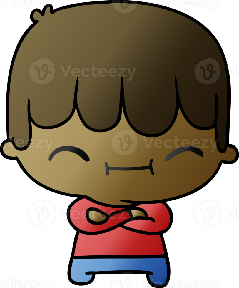 hand drawn gradient cartoon of kawaii cute boy png