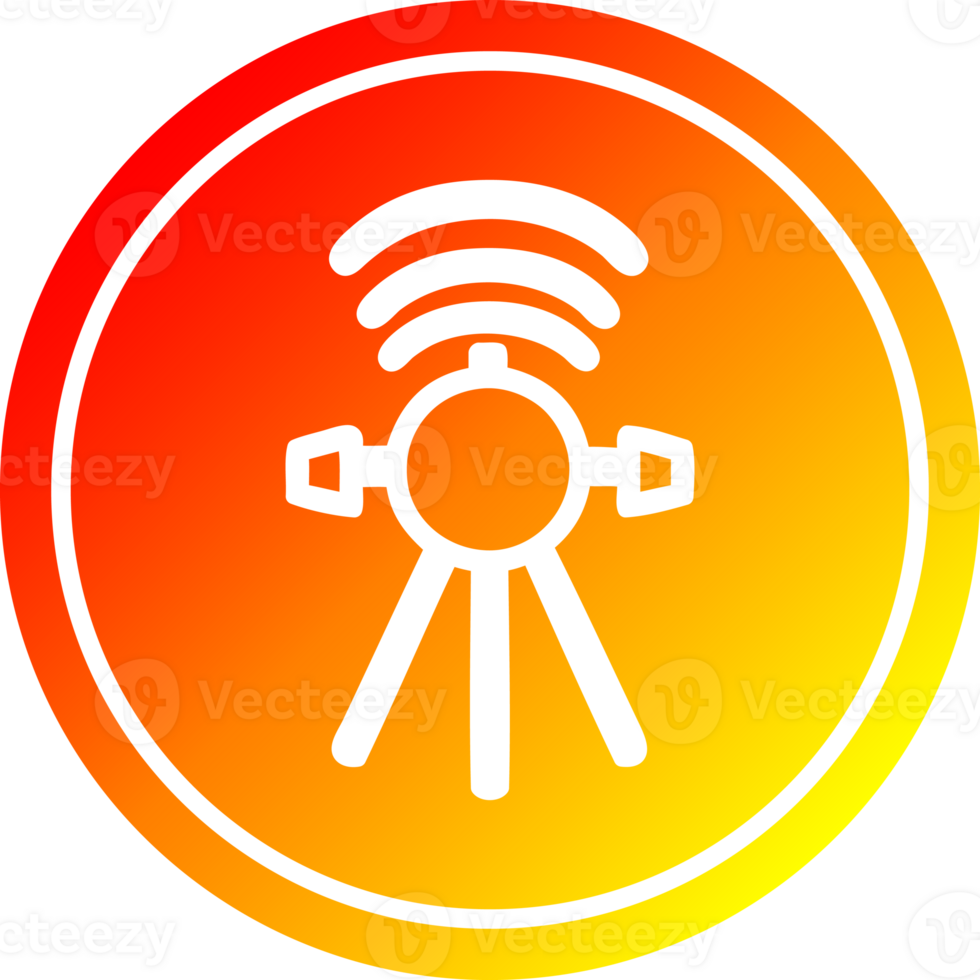 comunicações satélite circular ícone com caloroso gradiente terminar png