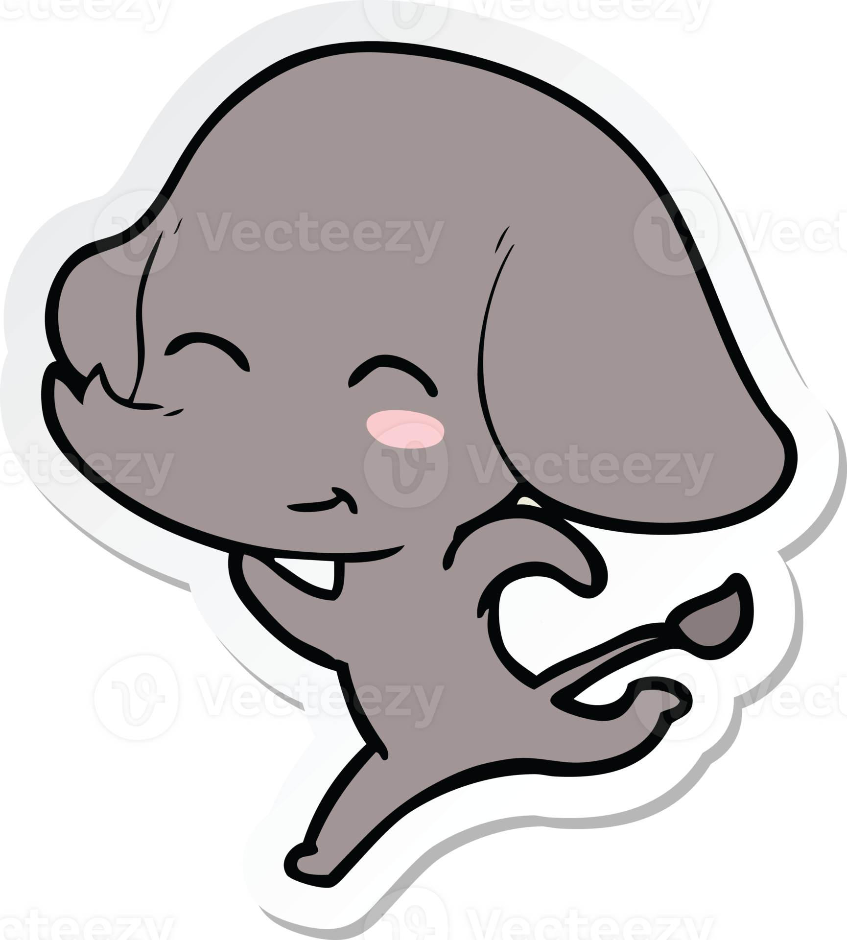 sticker of a cute cartoon elephant running 40084516 PNG