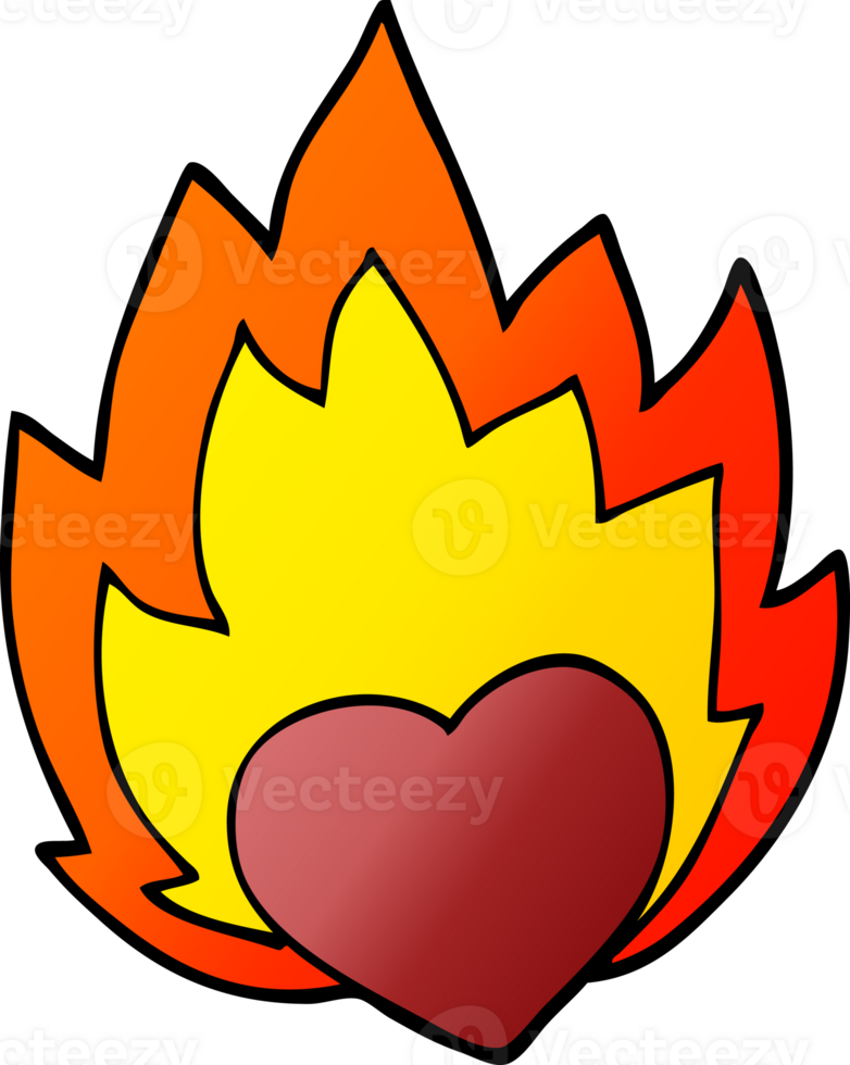 cartoon doodle flaming heart png