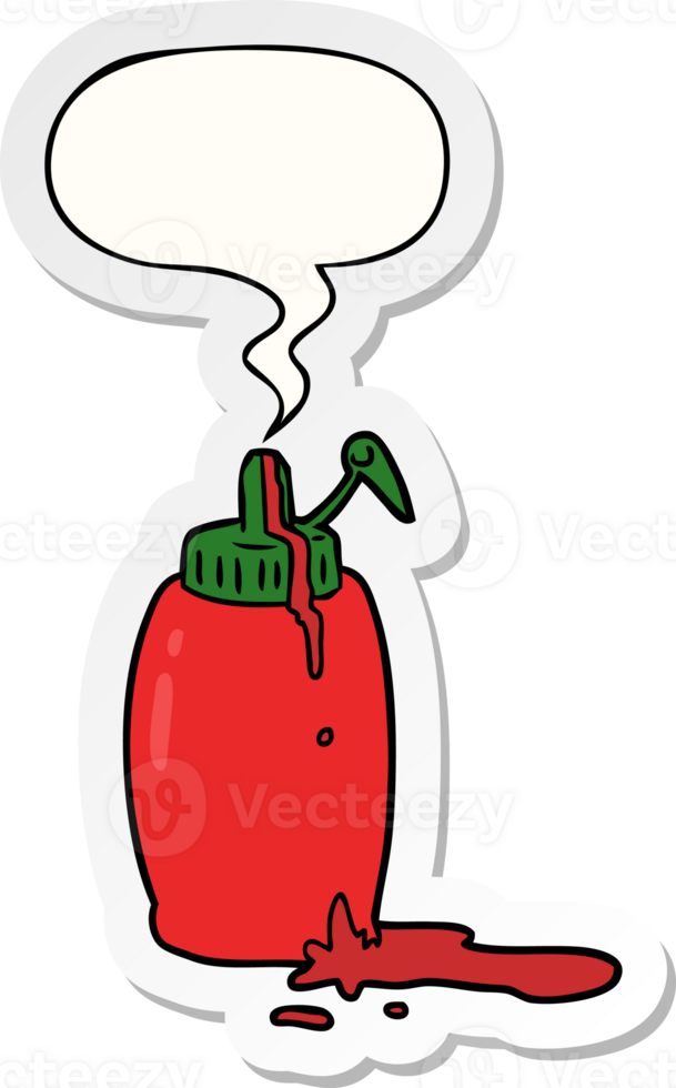 cartoon tomato ketchup bottle with speech bubble sticker png
