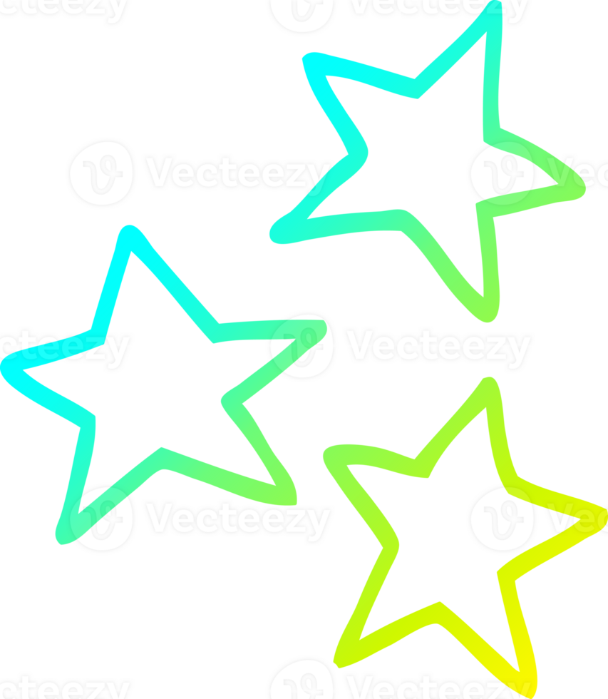 cold gradient line drawing of a cartoon stars png