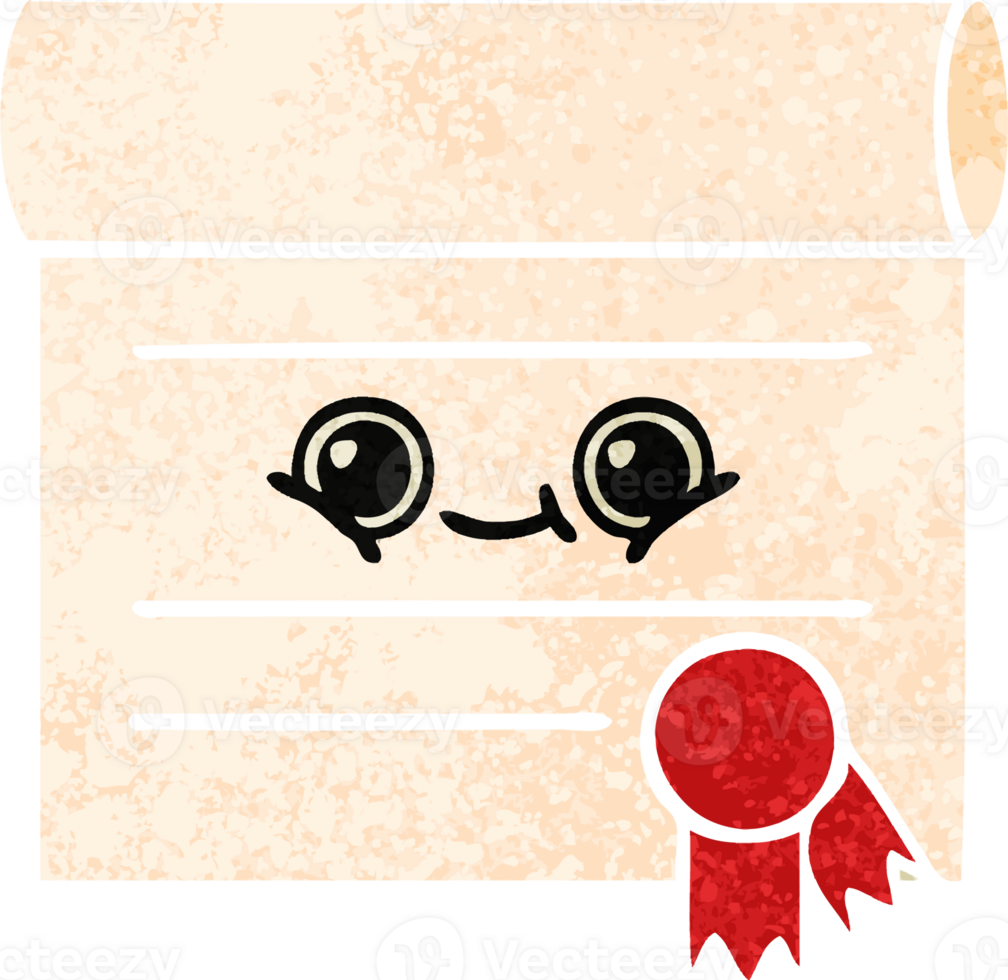 retro illustration style cartoon of a certificate png