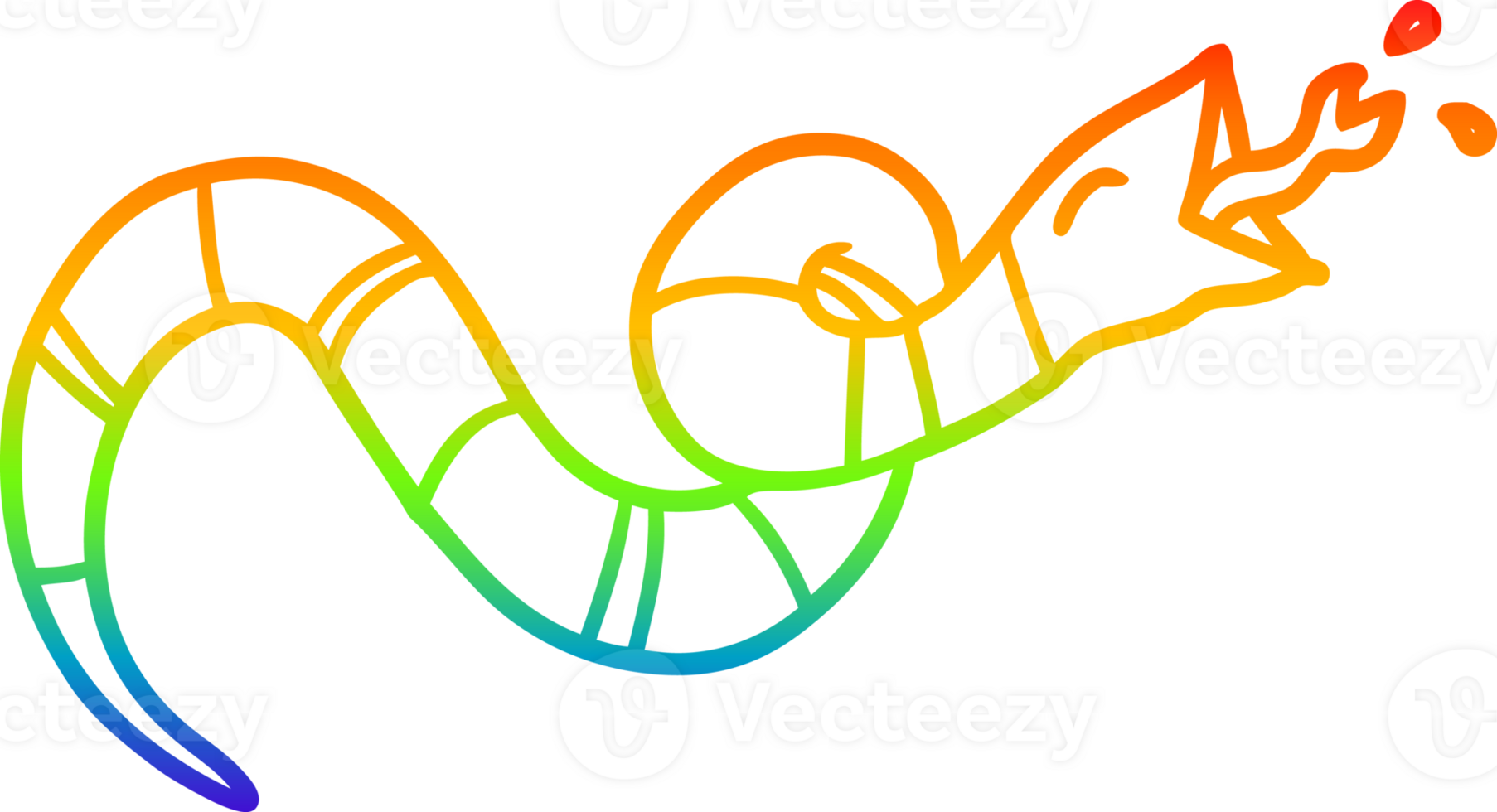 rainbow gradient line drawing of a hissing snake png