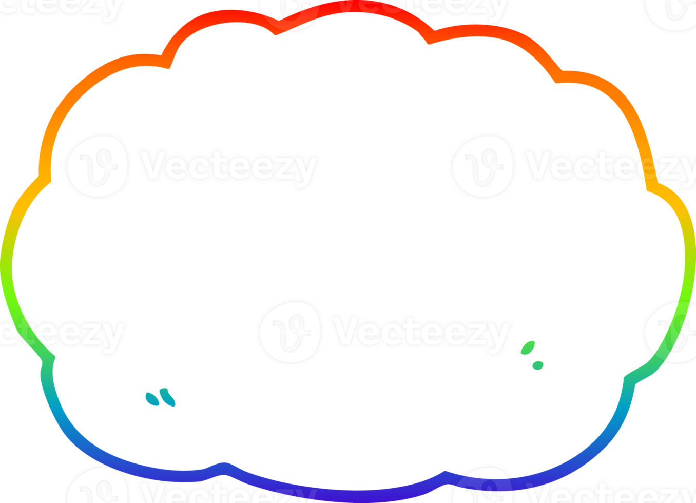 rainbow gradient line drawing of a cartoon cloud png