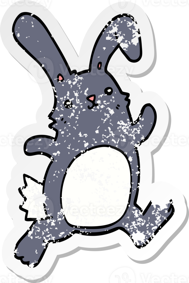 distressed sticker of a cartoon rabbit running png