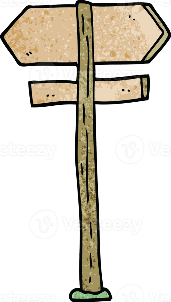 cartoon doodle direction sign png