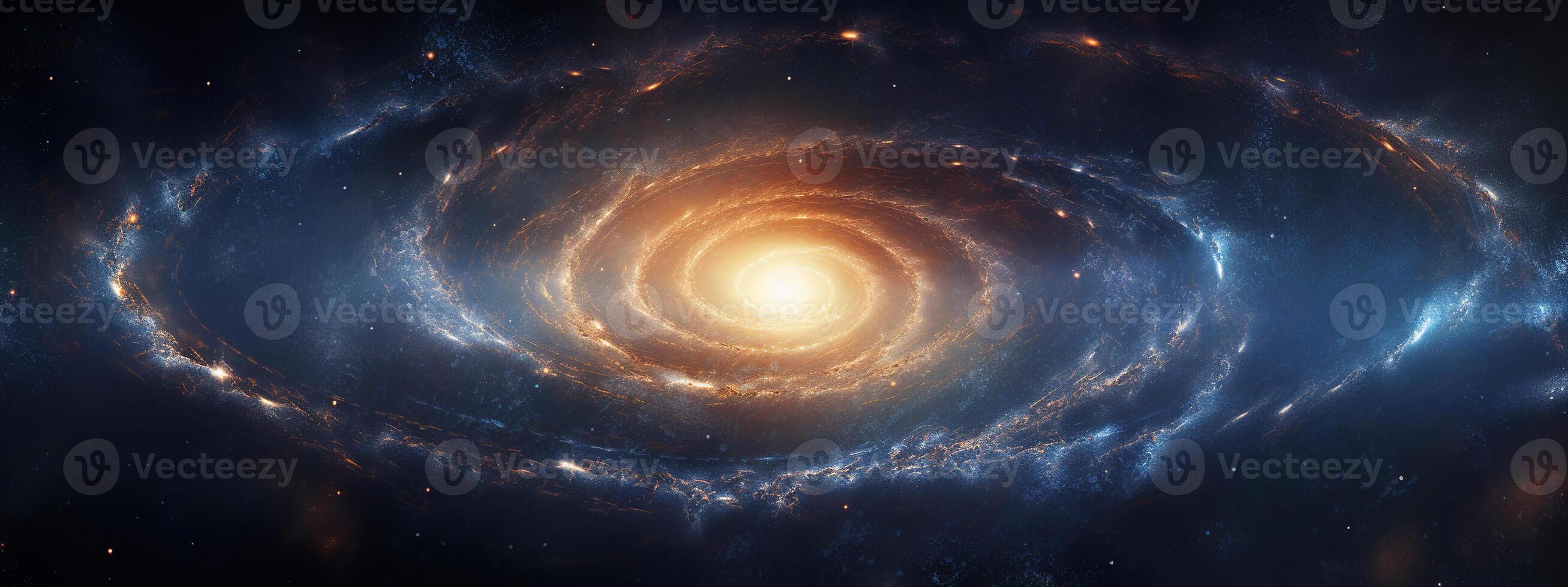 AI generated A stunning and vibrant spiral galaxy with a bright core and swirling arms filled with stars photo