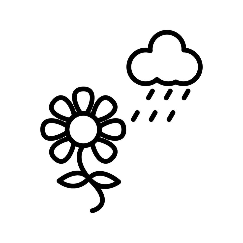 Flower with rain Vector Icon