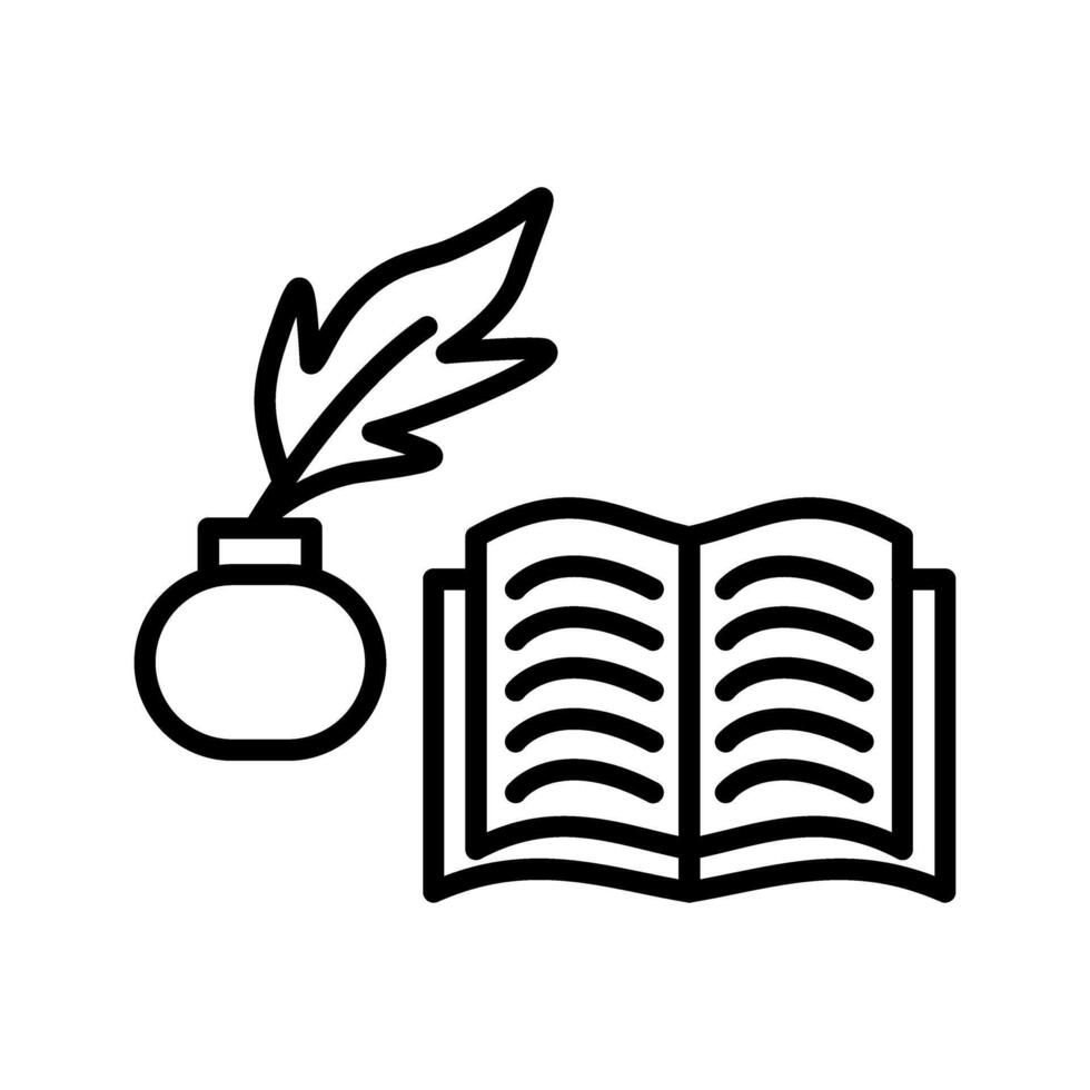 pluma y libro vector icono