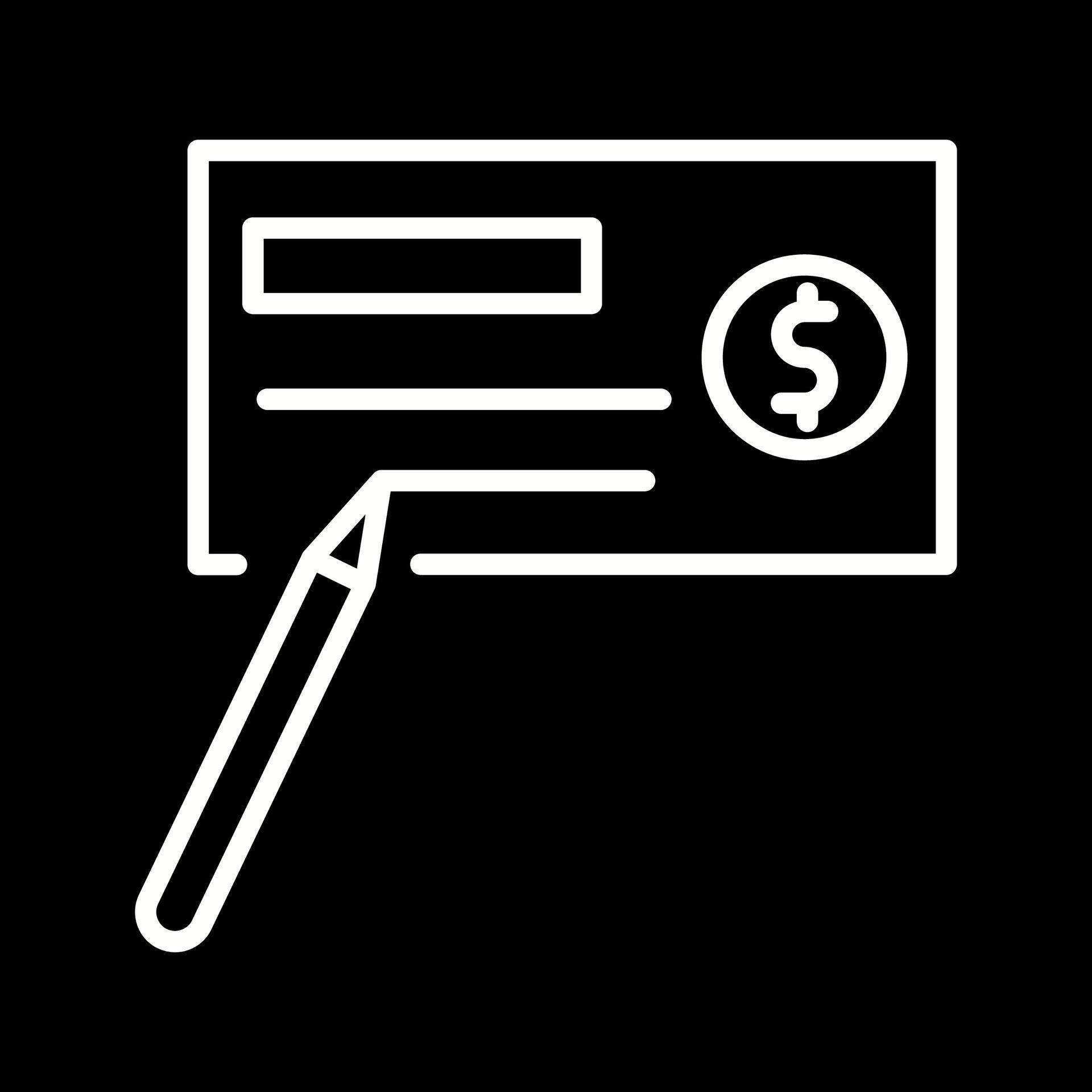 Write Cheque Vector Icon 40093374 Vector Art at Vecteezy
