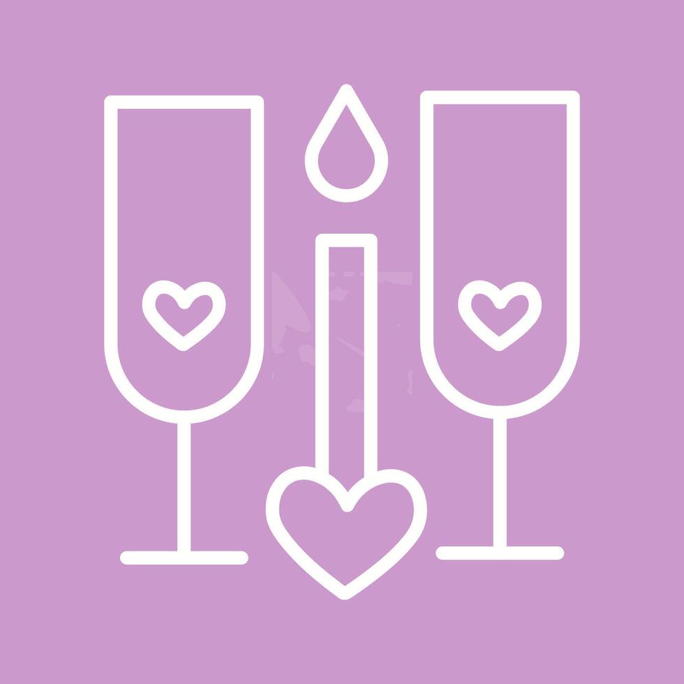 Two Glasses Romantic Vector Icon