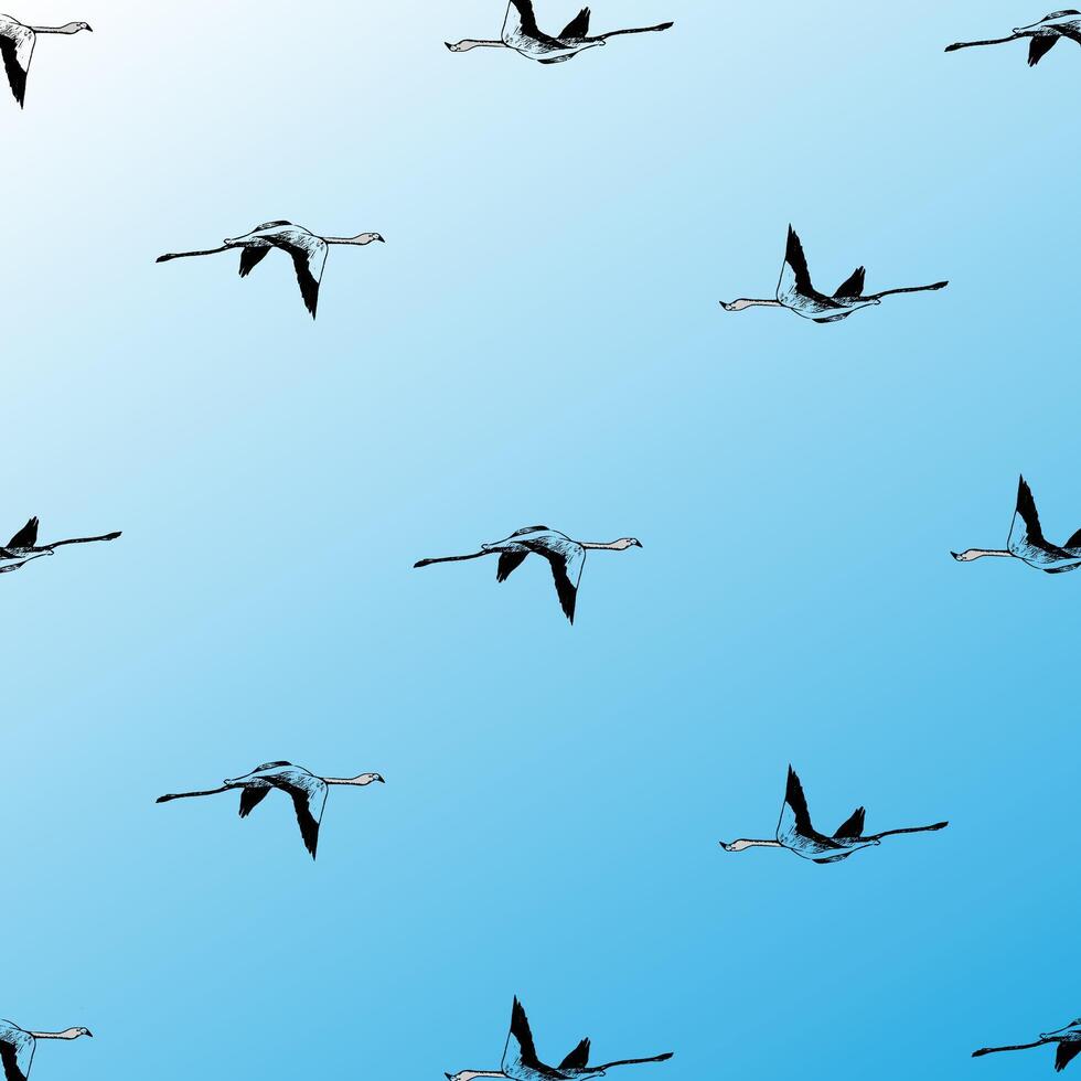 a flock of birds flying in the sky vector