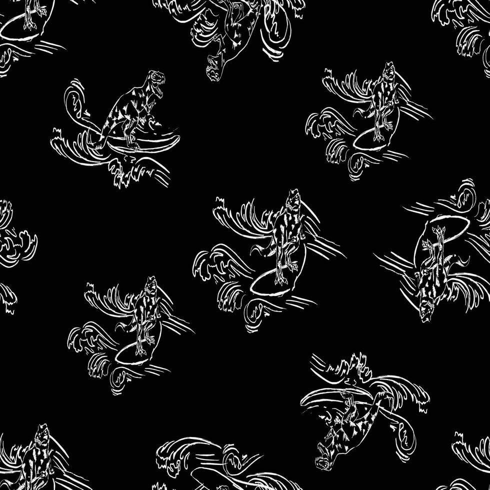 a black and white pattern with fish and birds vector