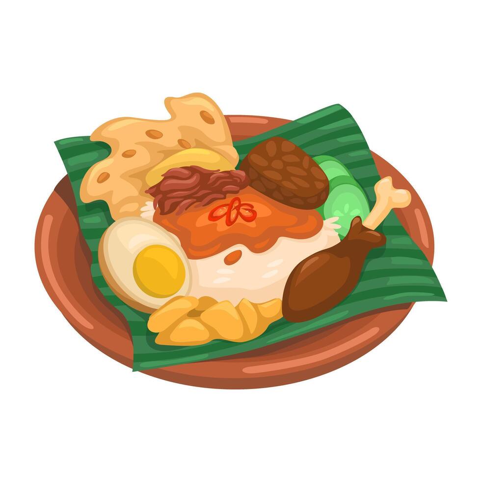 gudeg indonesio tradicional comida dibujos animados ilustración vector