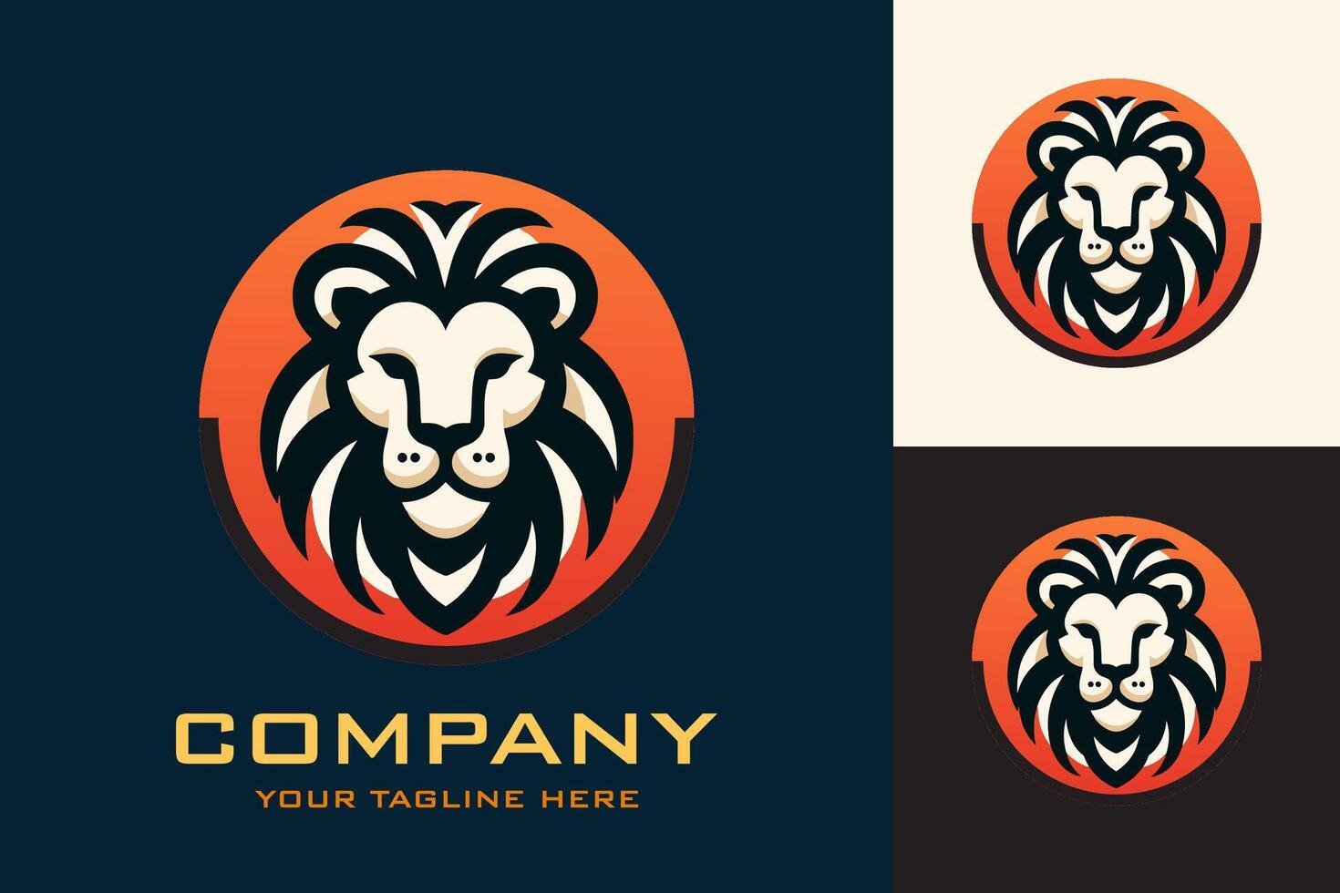 Flat Logo of Vector Lion Design