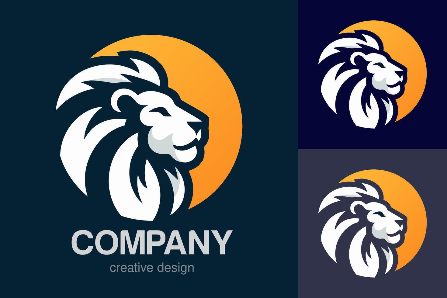 Flat Logo of Vector Lion Design