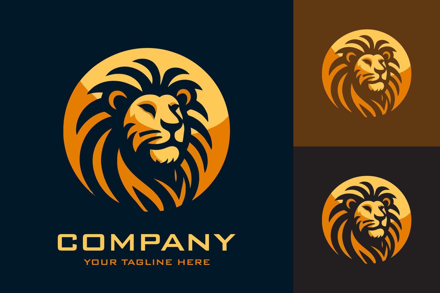 Flat Logo of Vector Lion Design
