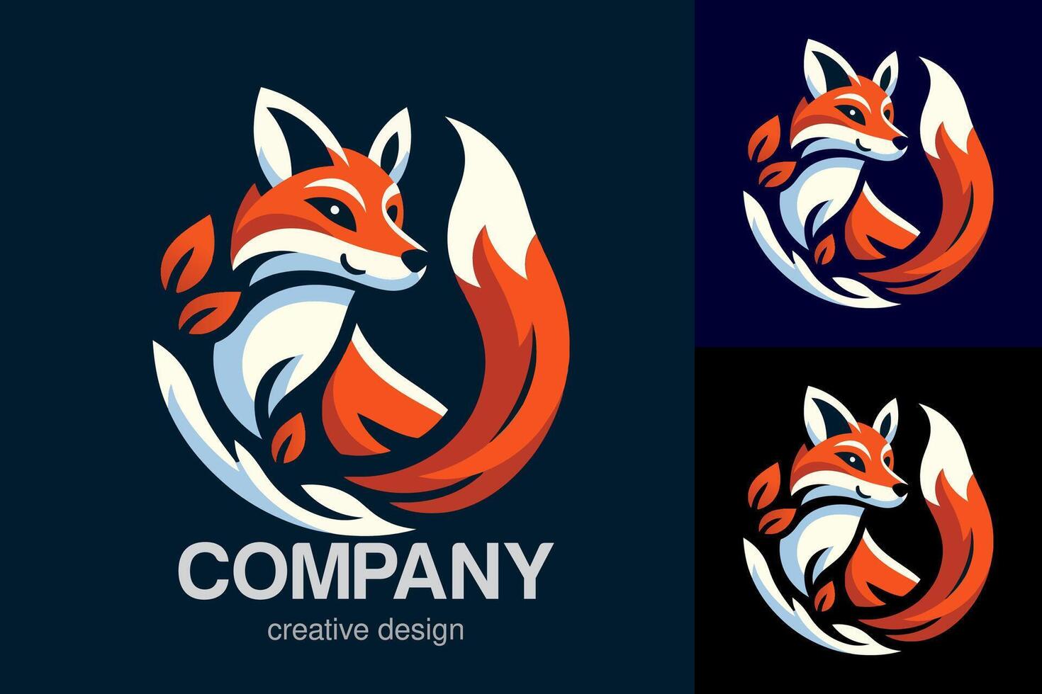 flat logo of Vector fox design
