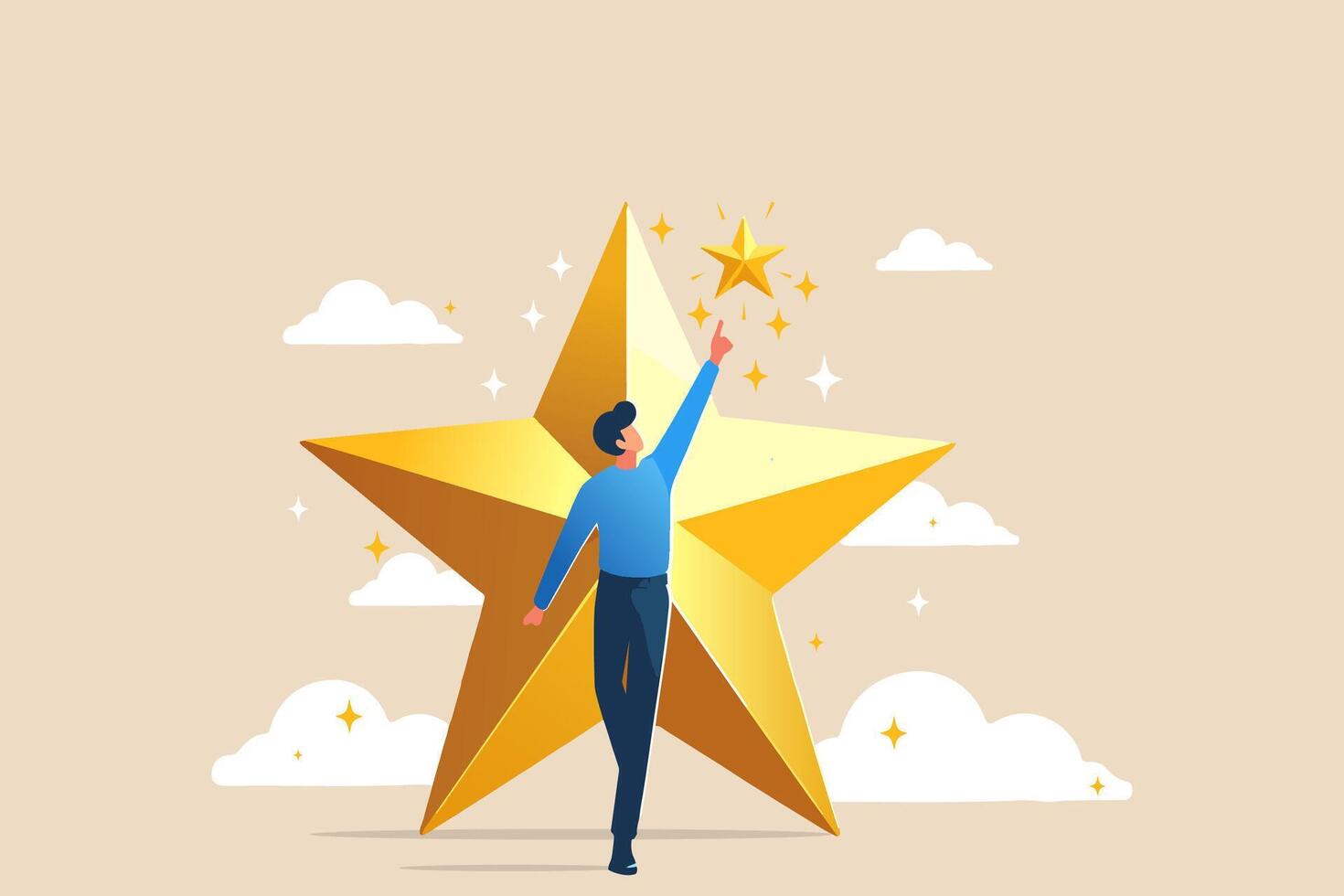 Star employee, success leader or confidence, high performance staff or achievement, evaluation or award winning, quality concept, confidence businessman with excellent golden star vector