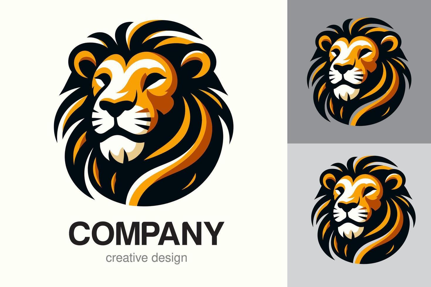 Flat Logo of Vector Lion Design