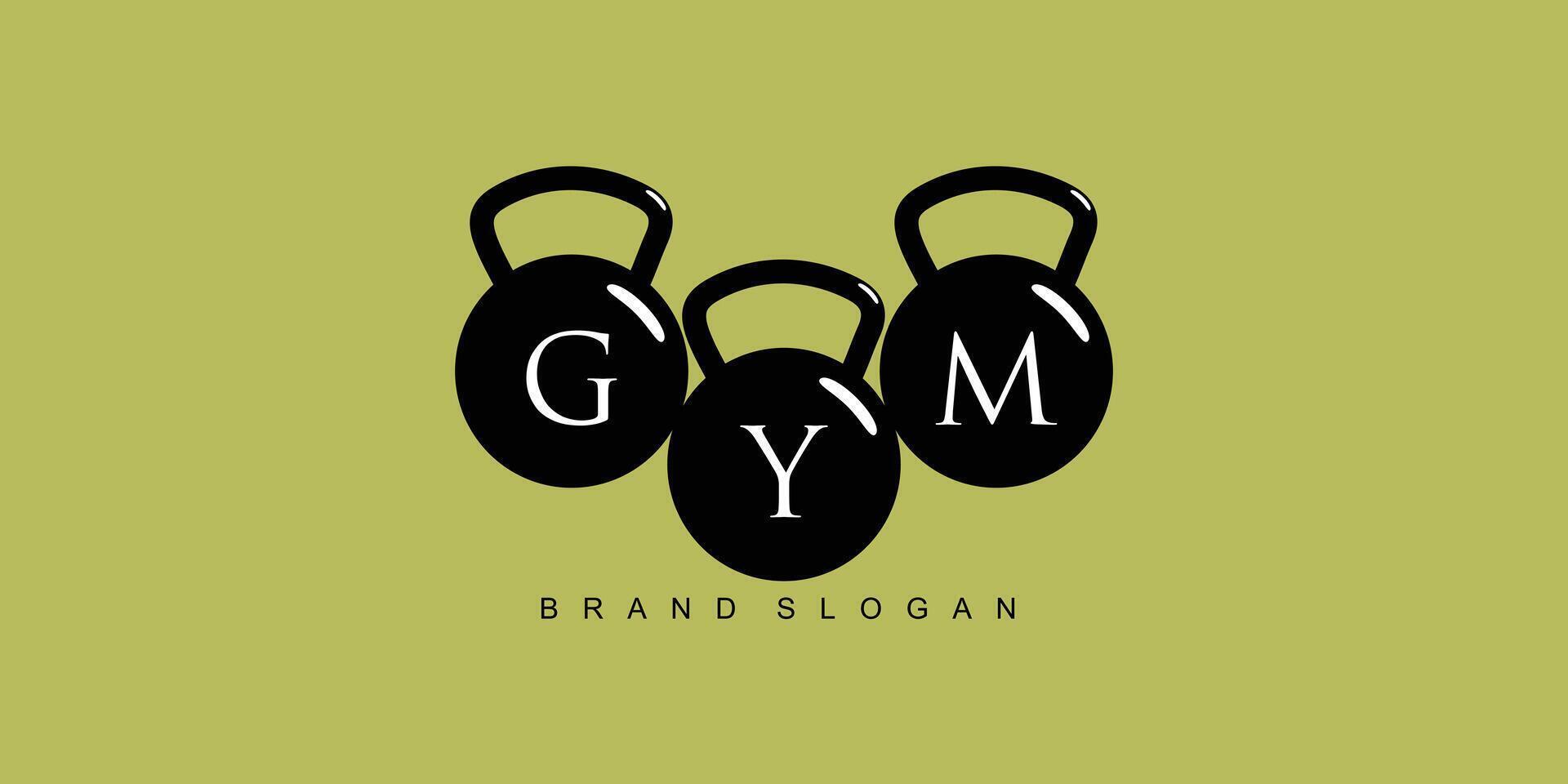 gimnasio logo con barble forma en creativo diseño vector