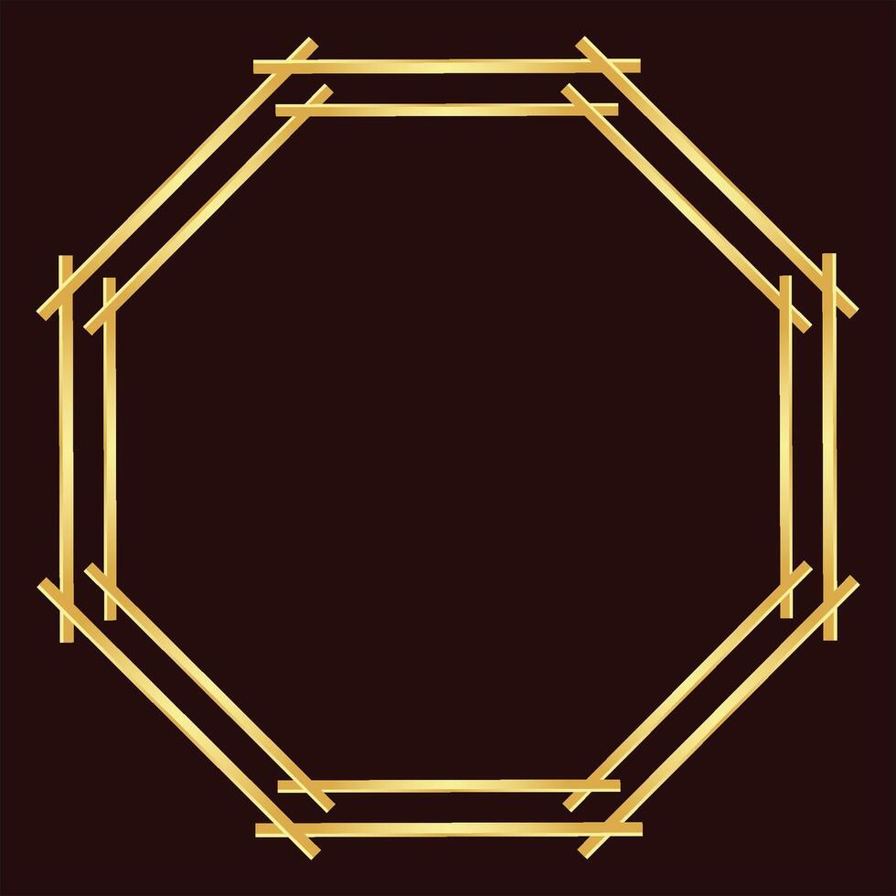 Polygon golden frame with border vector