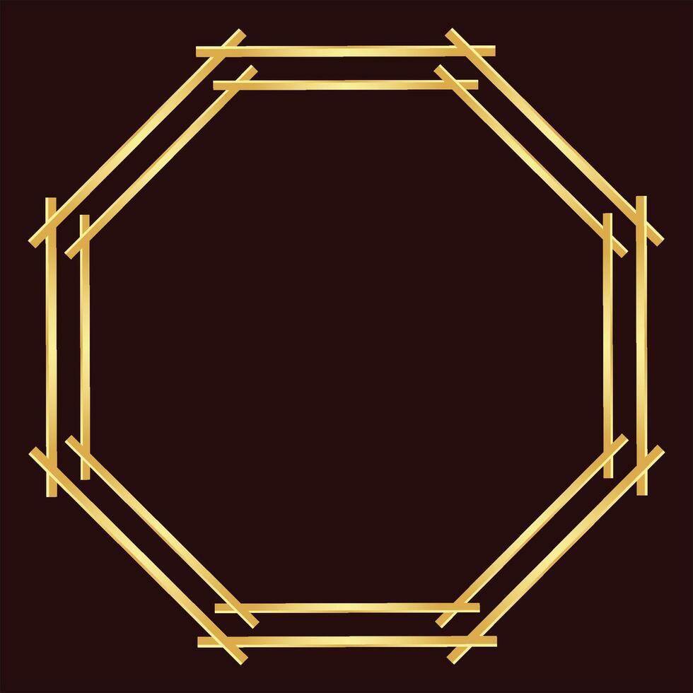 Polygon golden frame with border vector