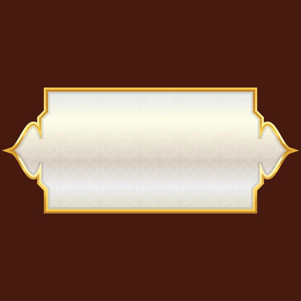 Luxury white golden set arabic islamic banner title frame text box in transparent background vector