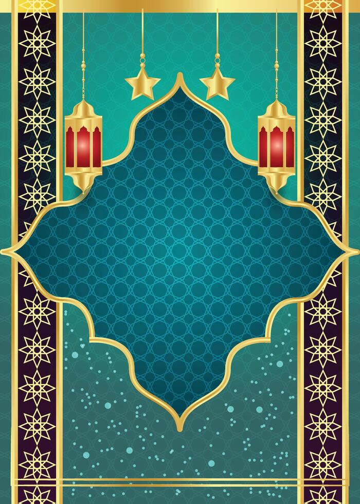 Islamic Arabic Green Luxury Background with Geometric pattern and Beautiful Ornament vector