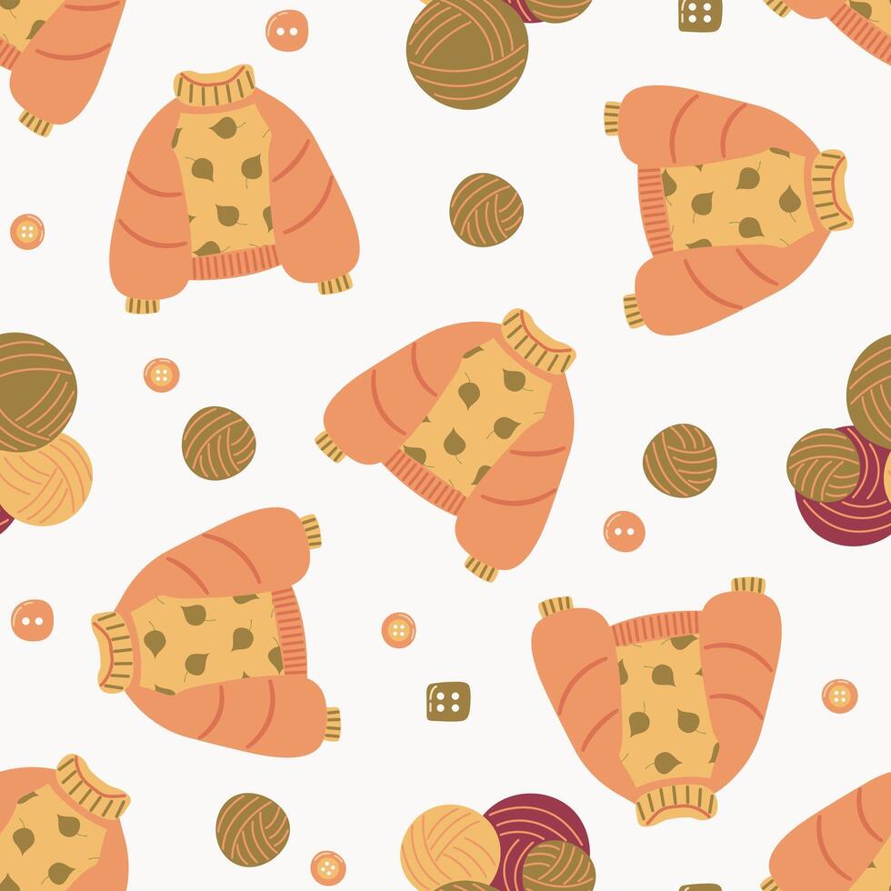 Knitting a seamless pattern. Designs for fabric, textiles, wallpaper, packaging. vector