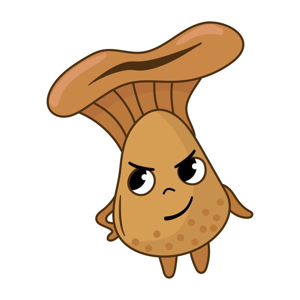 Cute Retro mushroom character. White background, isolate vector