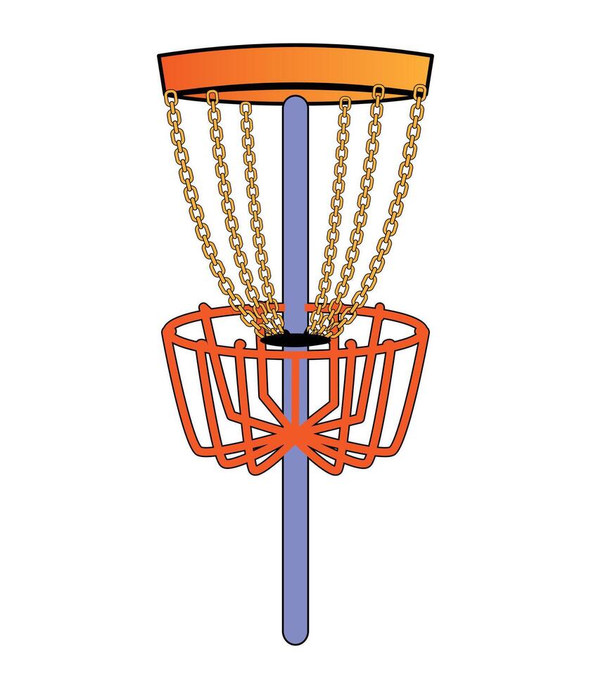 A colorful disc golf basket tied with chain black vector. You can use this icon in logo, banner or other designs. vector