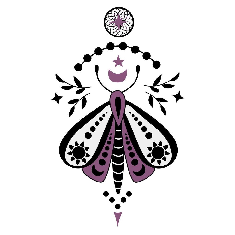 Mystic Butterfly. White background, isolate vector