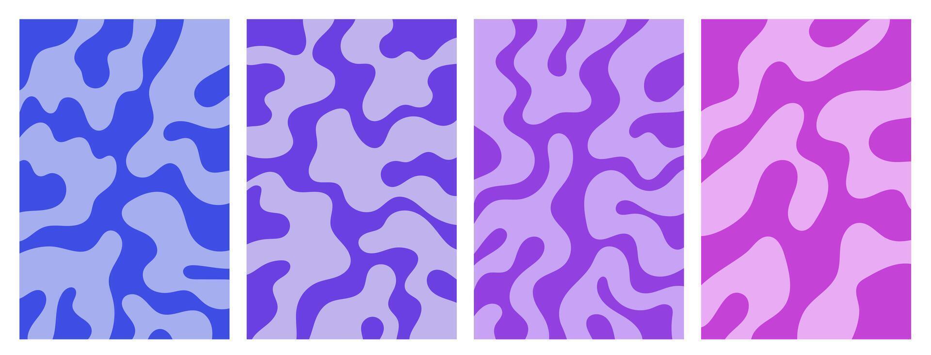 Set of blue cover with liquid in futuristic y2k style. Background with organic shape. Abstract banner fluid. vector