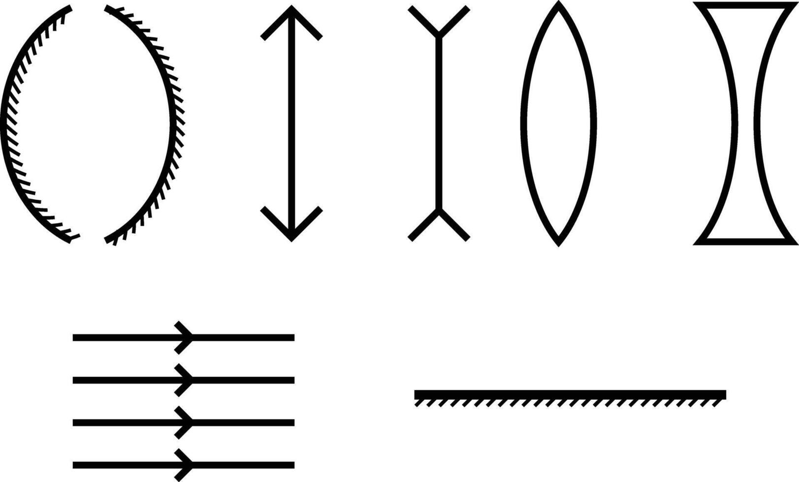 Physics Light Optics, Line Illustrations vector