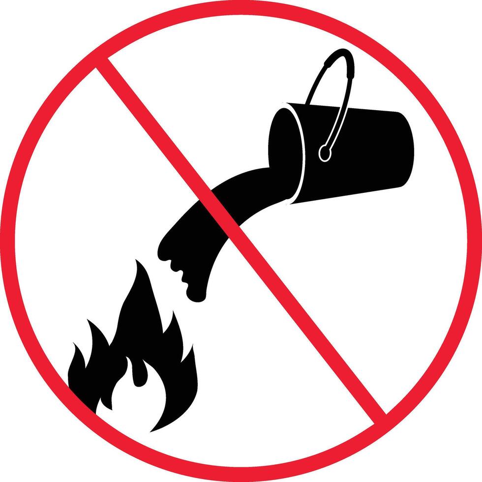 Do Not Extinguish Fire with Water Prohibition Sign Symbol vector