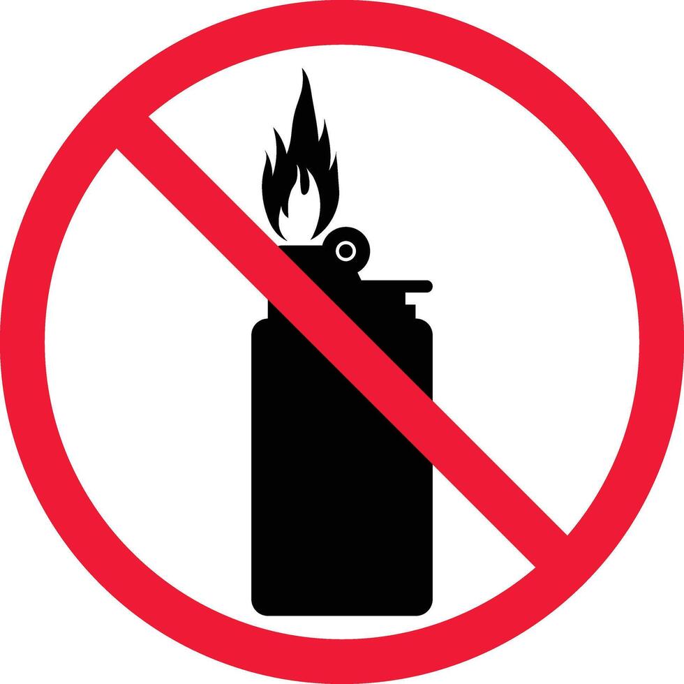 No Fire Lighter Prohibition Sign Symbol vector