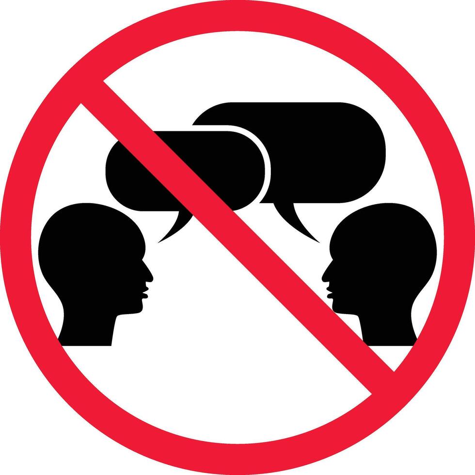 No Talk, Conversation Prohibition Sign Symbol vector