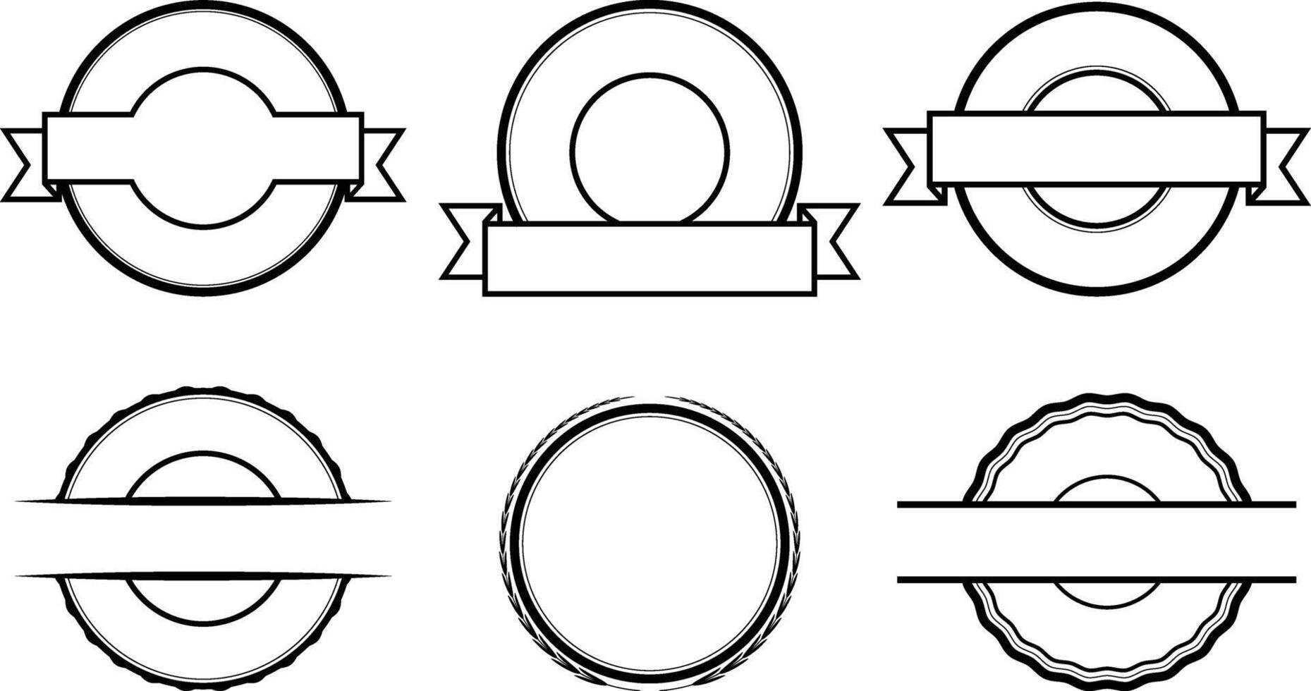 Circle Badge Line Logo Set vector
